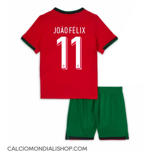 Maglie da calcio Portogallo Joao Felix #11 Prima Maglia Bambino Europei 2024 Manica Corta (+ Pantaloni corti)